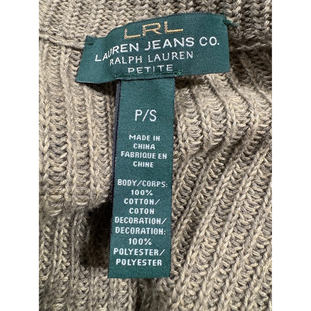 VTG LRL Sweater Cardigan Elbow Patches Green Knit Fox Hunt Buttons Equestrian PS - Picture 15 of 16